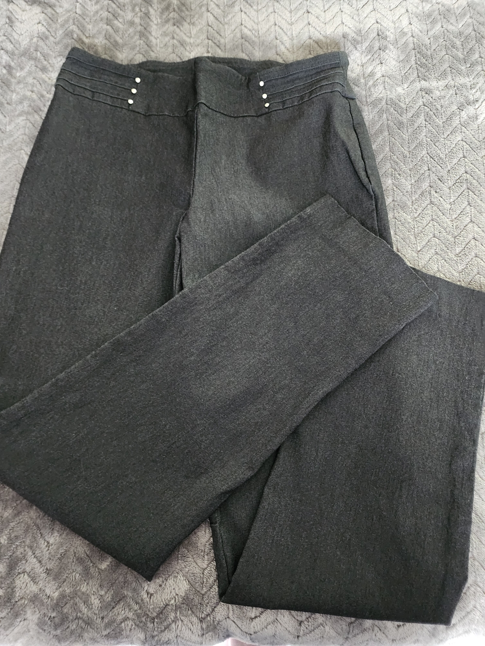 JM Collection Charcoal Straight Leg Pants with Silver Studs